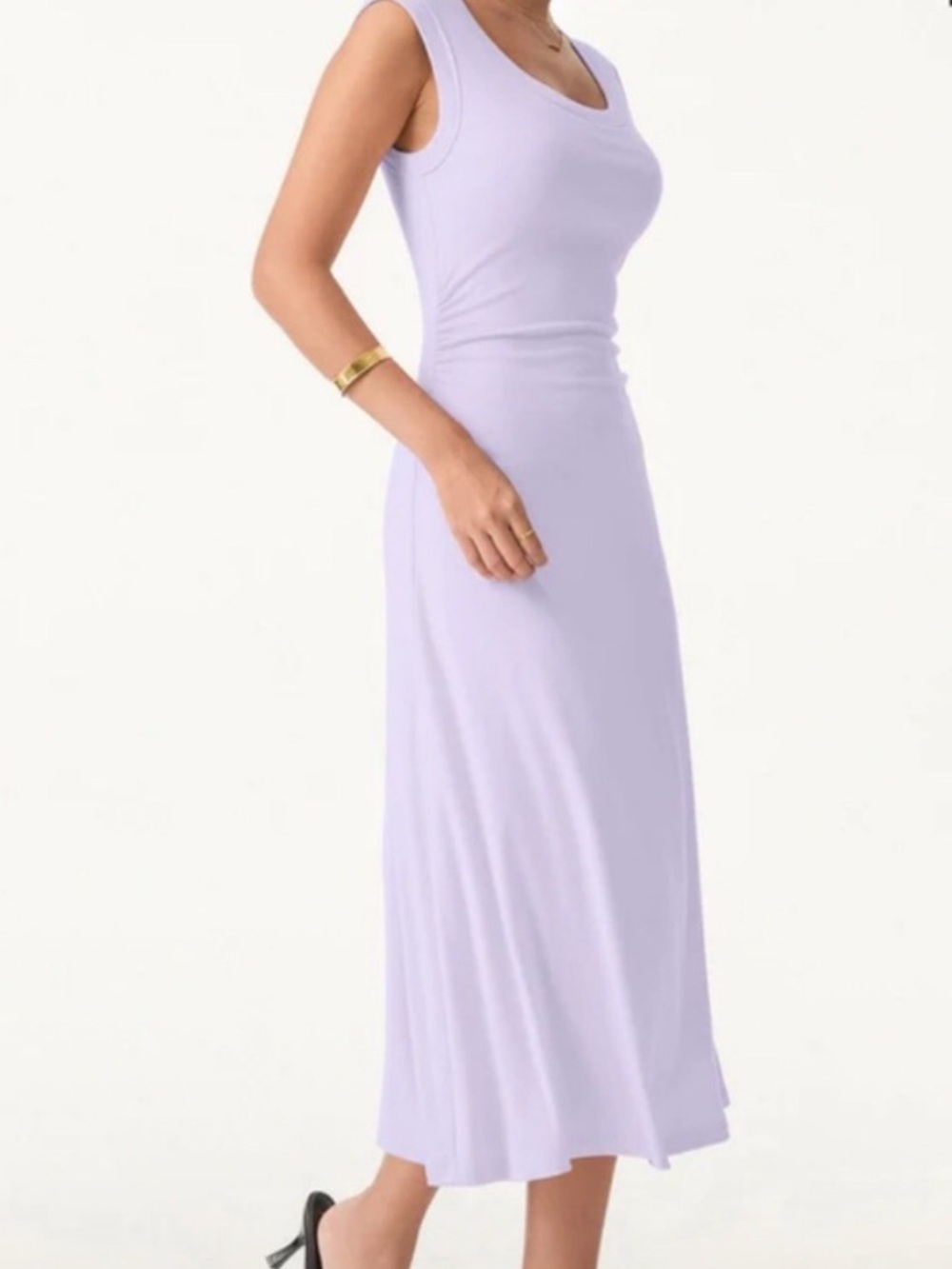 OGL Move Scoop Neck Ruched New Airy Bra MIDI Dress in Powder Lilac - Picture 7 of 7